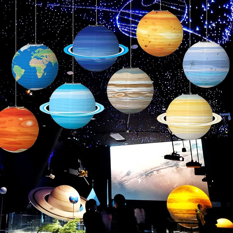 Lantern Paper Solar - 2pcs Space Planet Paper Lanterns, Solar