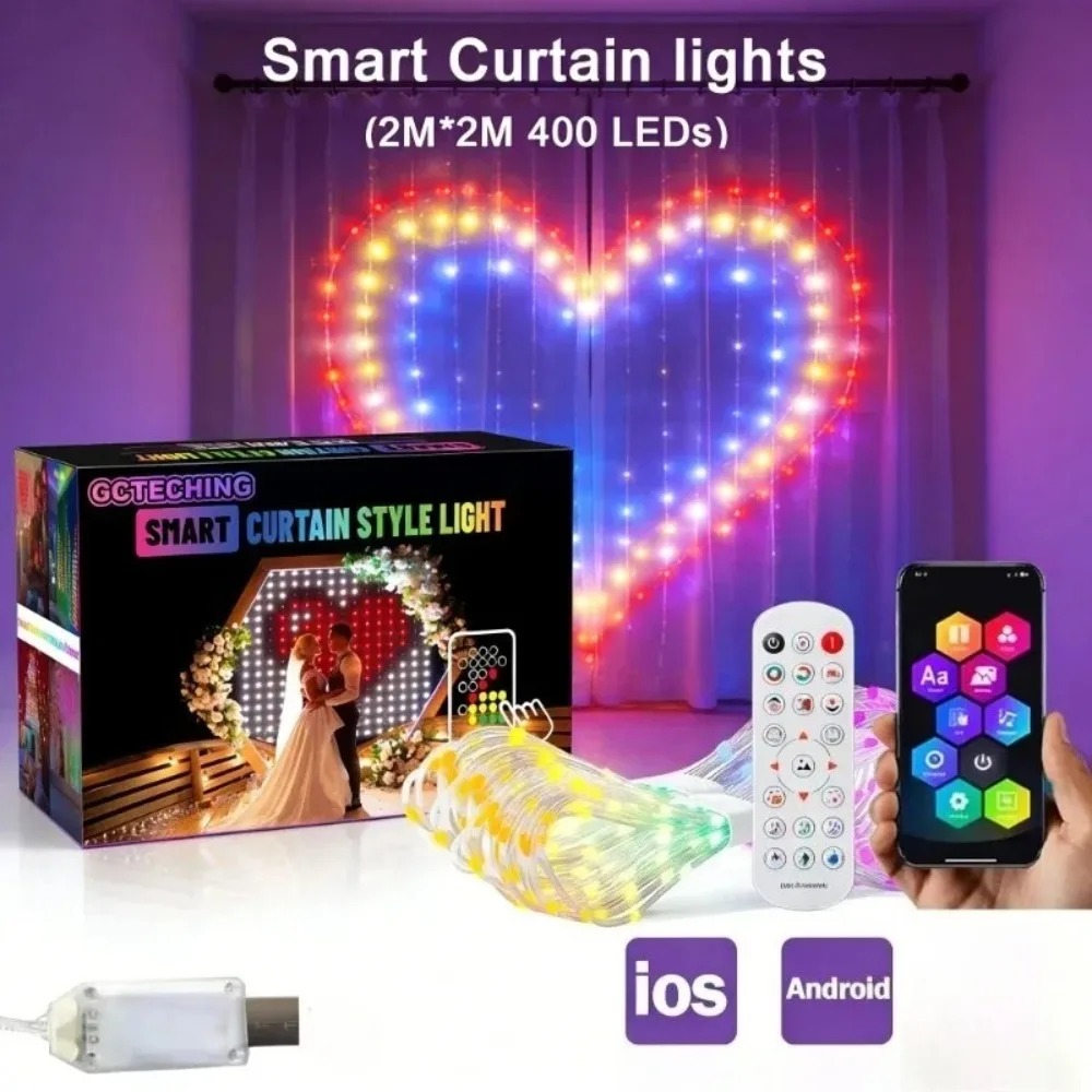 Wall Decor Lighting - Outdoor LED Pixel Curtain Lights Bluetooth