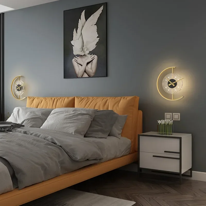 Modern LED Wall Lamp Clock Sco - огляд і ціна Lighting Home Decor Wall Clocks