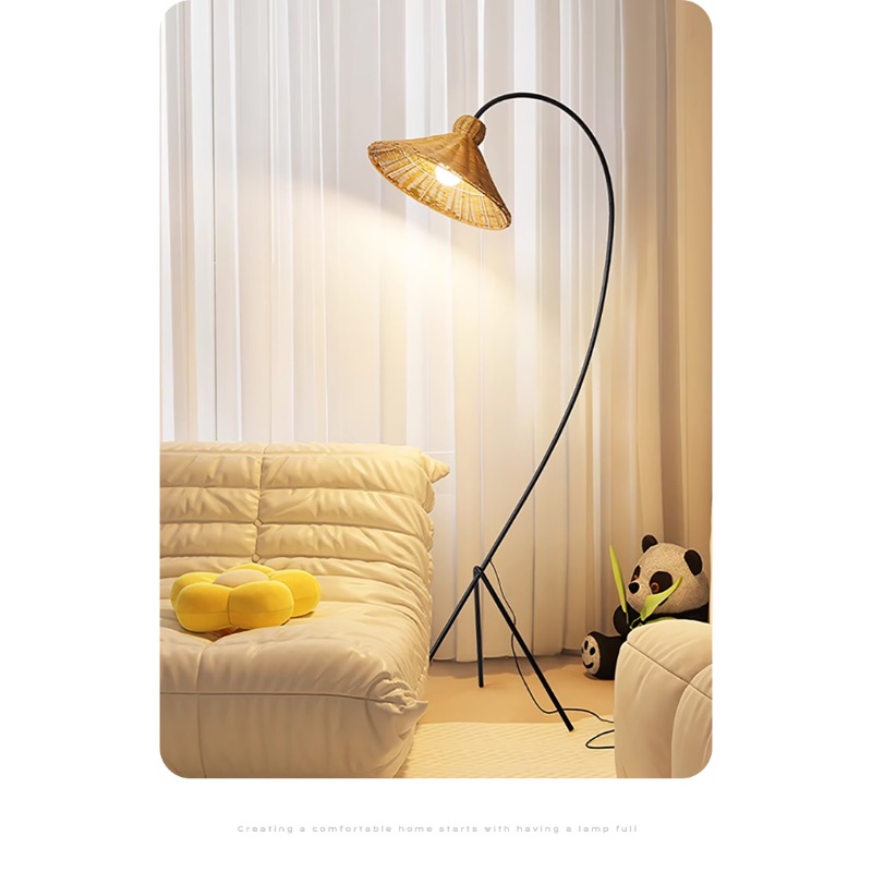 Mid Century Rattan Floor Lamp  - огляд і ціна Lighting Home Decor Items