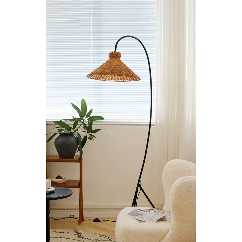 Mid Century Rattan Floor Lamp  - огляд і ціна Lighting Home Decor Items