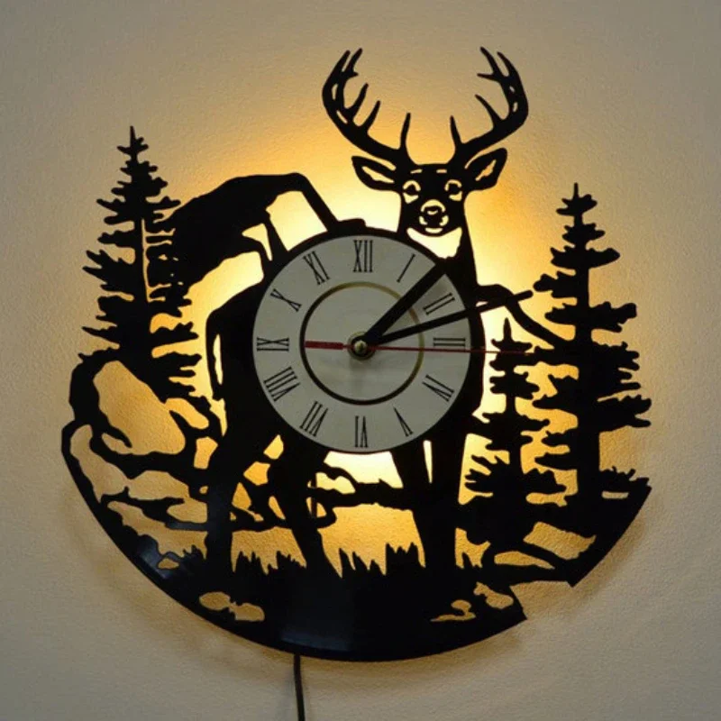 Forest Deer Vinyl Record Wall  - огляд і ціна Lighting Home Decor Wall Clocks