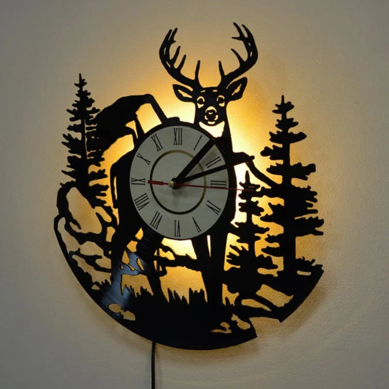 Forest Deer Vinyl Record Wall  - огляд і ціна Lighting Home Decor Wall Clocks