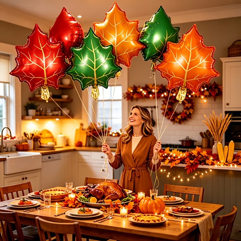 7Pcs Autumn Maple Leaf Foil Ba - огляд і ціна Orange Lighting Decor