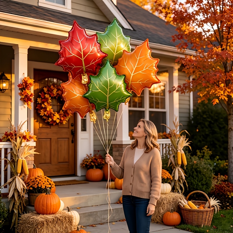 7Pcs Autumn Maple Leaf Foil Ba - огляд і ціна Orange Lighting Decor