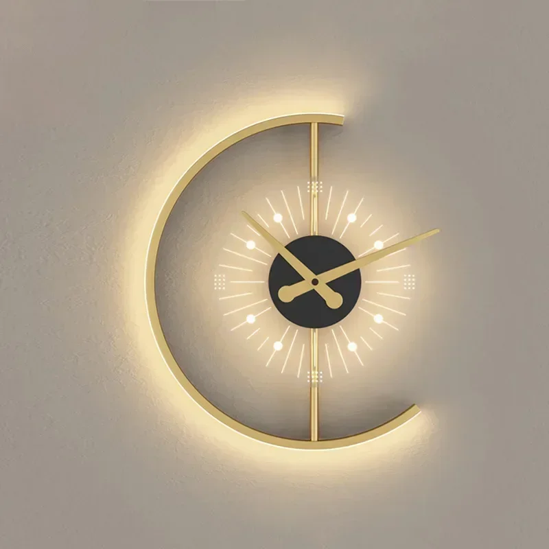 Modern LED Wall Lamp Clock Sco - огляд і ціна Lighting Home Decor Wall Clocks