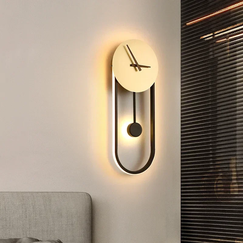 Modern LED Wall Lamp Clock Sco - огляд і ціна Lighting Home Decor Wall Clocks