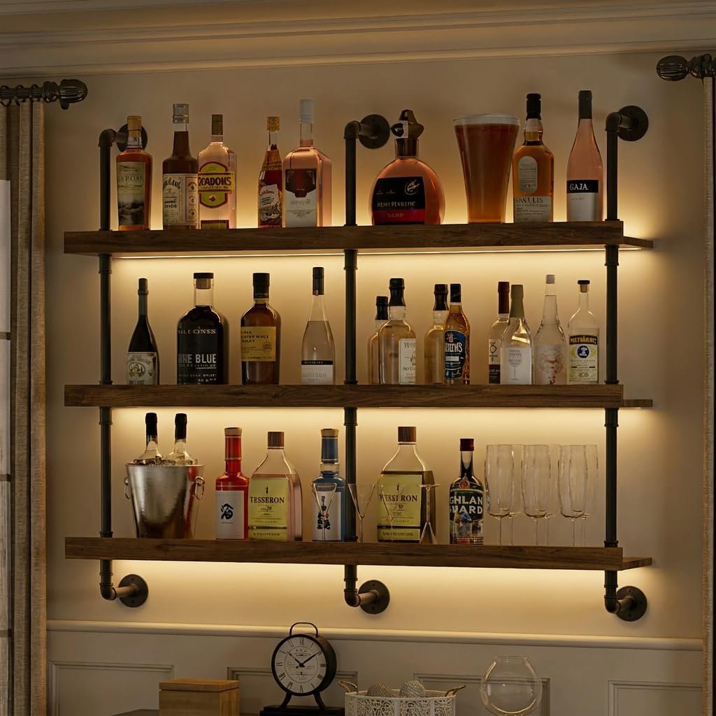 Wall Mounted Wine Rack With LE - огляд і ціна Kitchen Decor Lighting