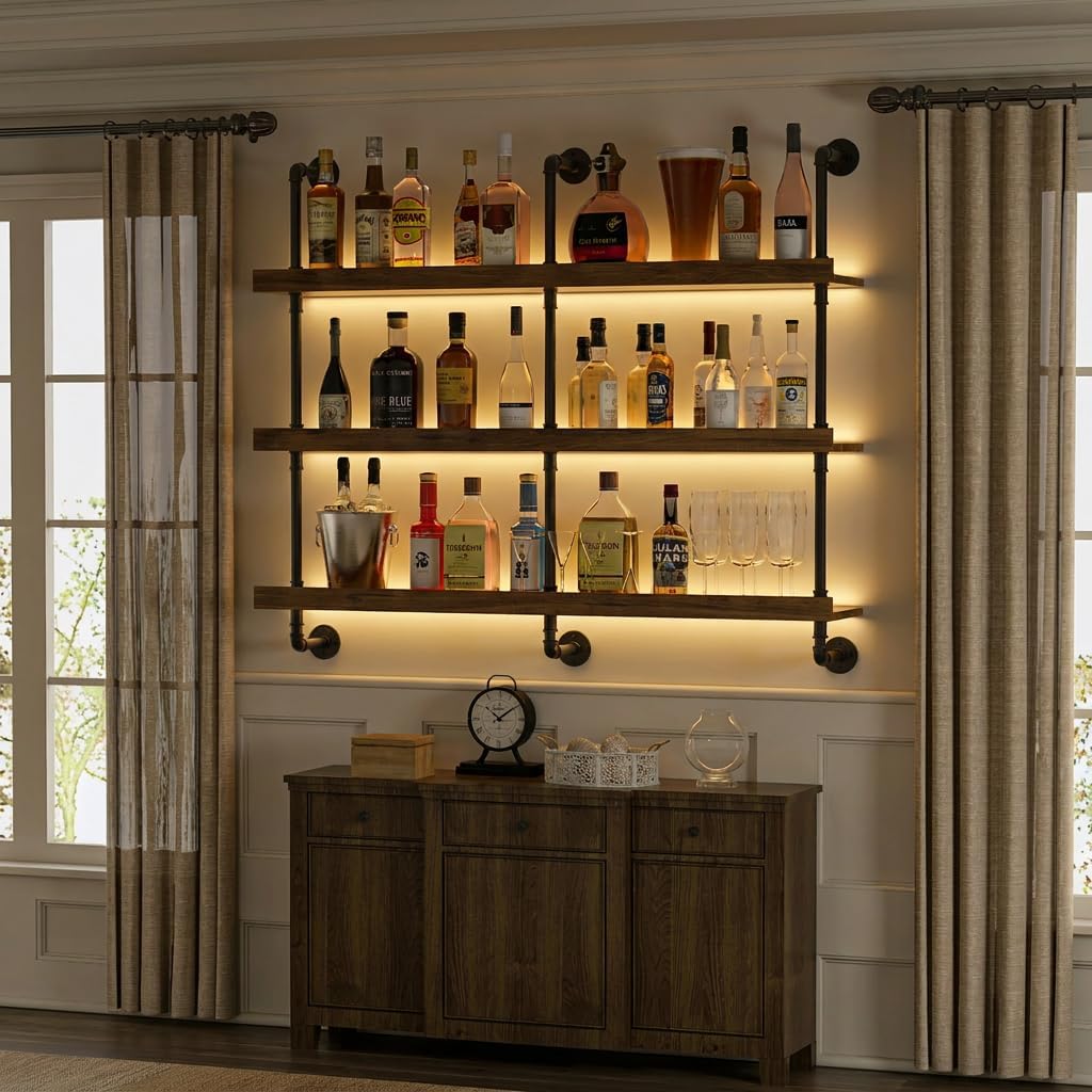 Wall Mounted Wine Rack With LE - огляд і ціна Kitchen Decor Lighting