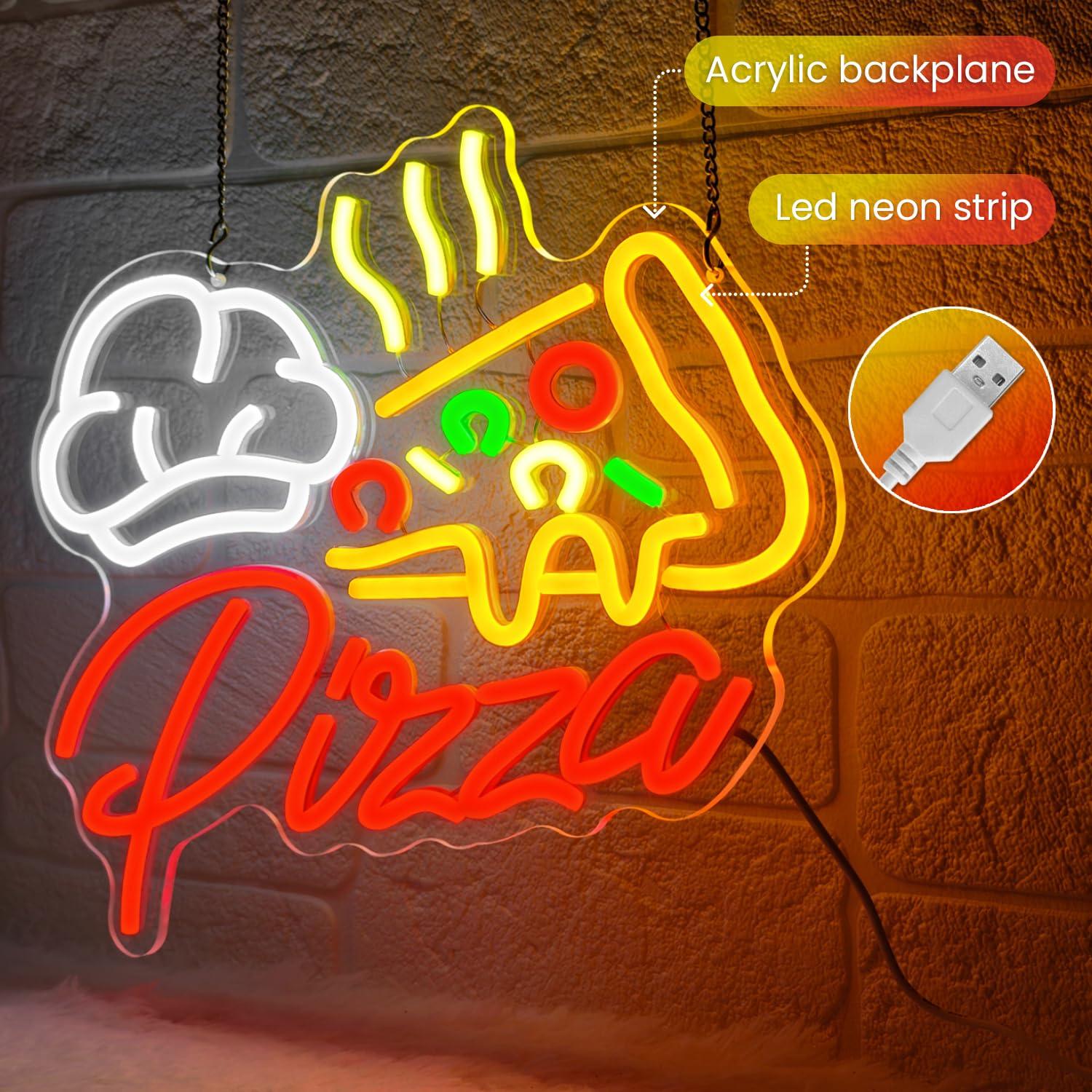 Pizza Neon Sign Colorful Pizza - огляд і ціна Kitchen Decor Lighting